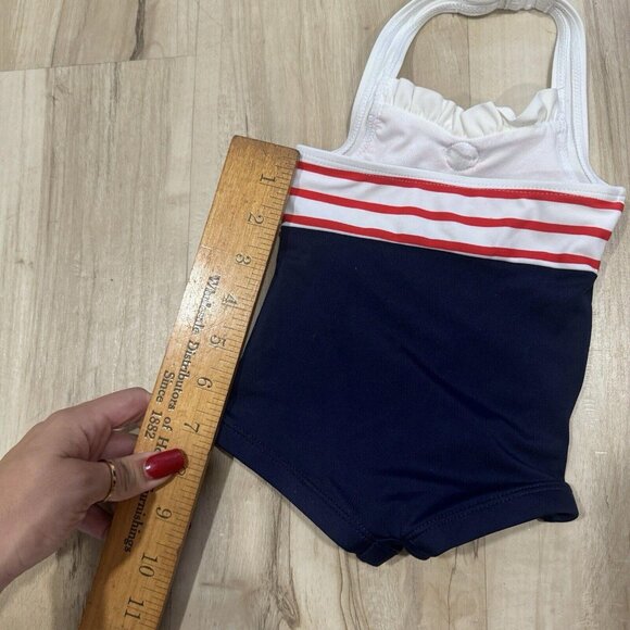 Janie and Jack Girls Vintage Retro Americana One-Piece Swimsuit Sailor  Sz 6-12m - Picture 7 of 9